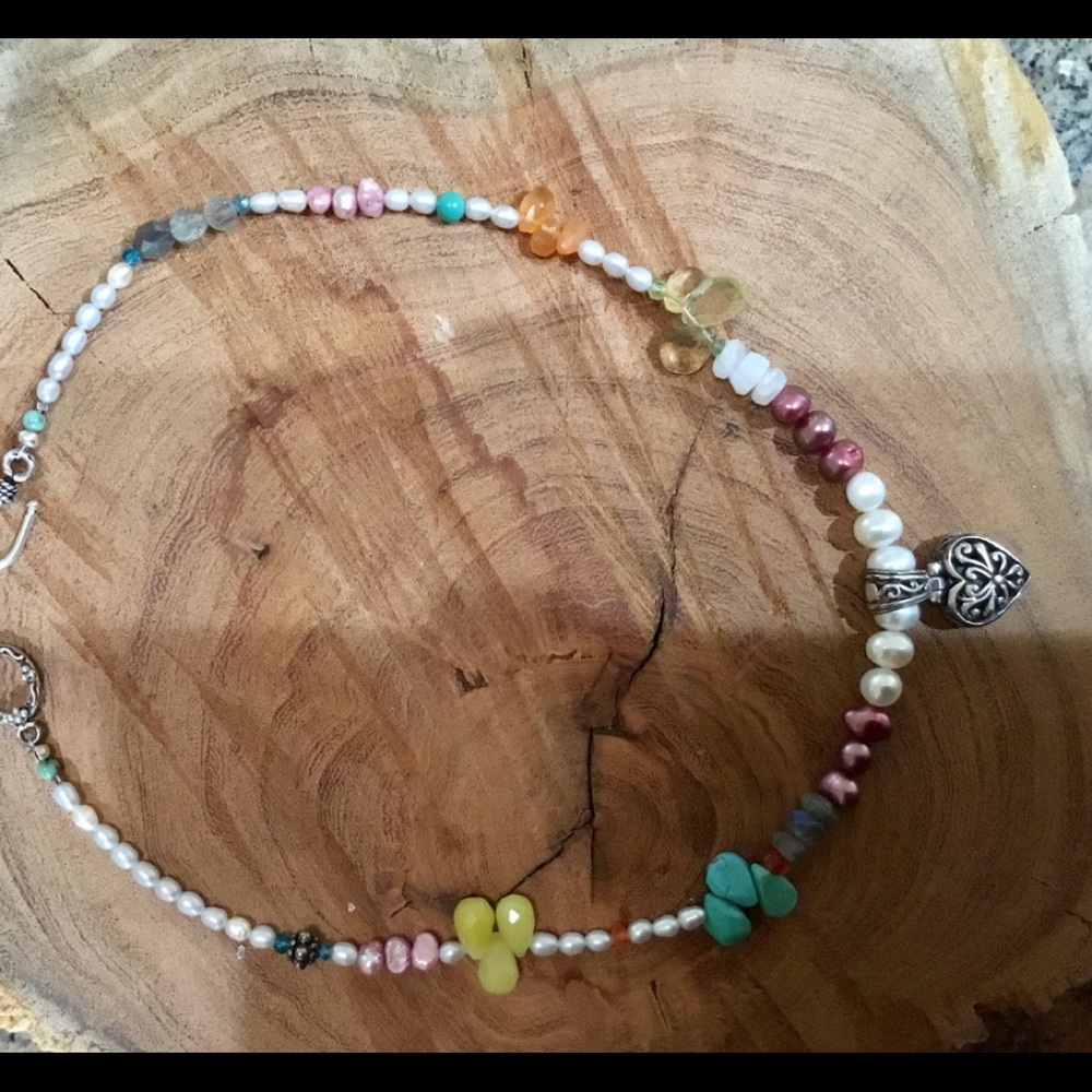 Artisan Beaded Necklace with Sterling’s Silver Heart